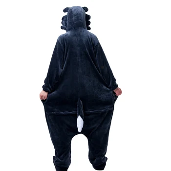 Kigurumi pieaugušajiem kokmateriālu vilks pidžamu dzīvnieku onesies sievieti cosplay sleepwear jumpsuit