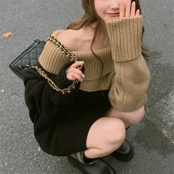 Kimutomo Sieviešu Džemperis Rudens, Ziemas 2020 Korejas Zaudēt Modes Sieviešu Gadījuma Sieviete Krāsu Saskaņošanas Biezu Džemperi Outwear