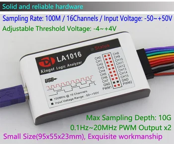 Kingst LA1016 USB Logic Analyzer 100M max sample rate,16Channels,10.B paraugus, MCU,ROKU,FPGA atkļūdošanas rīku, angļu programmatūra