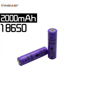 KingWei Oriģināls Violeta 2000mah 18650 3,7 v Akumulators Li-jonu Uzlādējamas Norādīja Baterijas