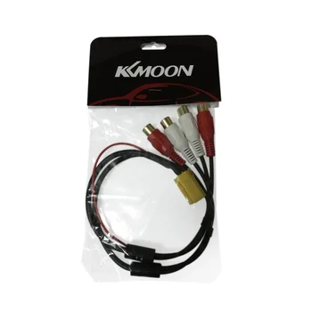 KKmoon Mini 6 Pin ISO Adapteri Aux Līniju No 4 Chinch Kabel 4 RCA Plug VW Seat Skoda VDO Audi, Ford