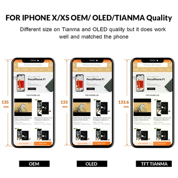 Klases iPhone XS tianma LCD Displejs Priekš IPhone XS Touch Screen tianma Ar Digitizer Nomaiņa Montāžas Detaļas Melns