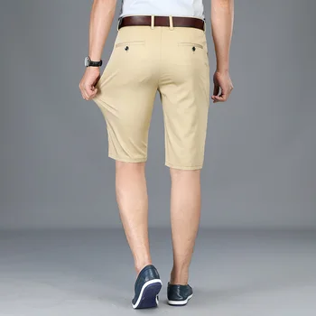 Klasisks Stils Vasaras Vīriešu Slim Gadījuma Šorti 2019. Gadam Jaunu Uzņēmumu Modes vienkrāsainu Elastīgs Spēkā Kokvilnas Haki Īsās Bikses Zīmols