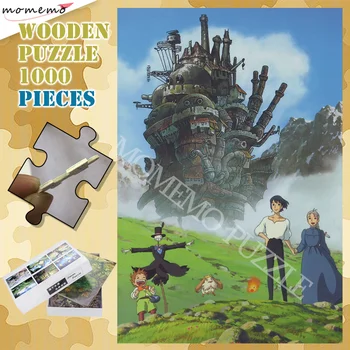 Klasiskā Anime Multfilmu Mīklas, 300 500 1000 Gabali Pieaugušajiem Jigsaw Attēlu Puzzle Gaudot s Moving Castle Pielāgota Puzzle Jauka Rotaļlieta
