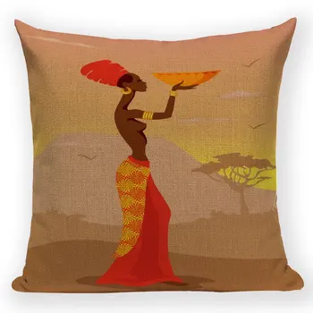 Klasiskā Retro Spilvens Segums Āfrikas Sievietēm, Dekoratīvās Spilvendrānas Etniskā Veļa Spilveni Gadījumā Dīvāns Mājas Dekoru, Spilvenu Pārvalki