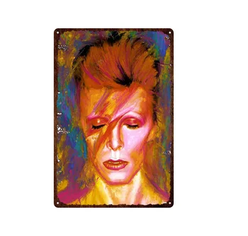 Klasiskā Rock Dziedātājs Filmu Zvaigzne Vintage Metāla Plāksne David Bowie Portrets Skārda Sienas Art Print Bārs Kluba Mājas Dekoru