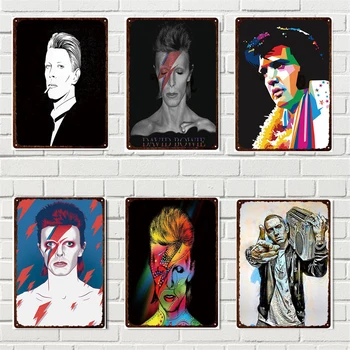 Klasiskā Rock Dziedātājs Filmu Zvaigzne Vintage Metāla Plāksne David Bowie Portrets Skārda Sienas Art Print Bārs Kluba Mājas Dekoru