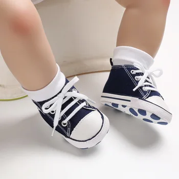 Klasiskās Audekls Jaundzimušo Bērnu Zēni Meitenes Pirmo Staiguļi Toddler Mīksto Vienīgais Anti-slip Zīdaiņu Modes Čības Bērnu Mokasīni