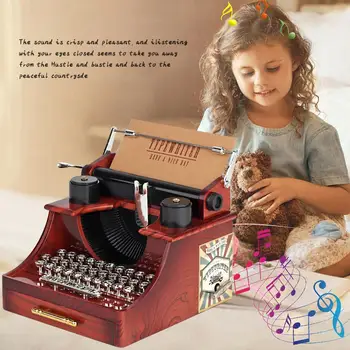 Klasiskās mūzikas kaste rakstāmmašīnu modeli, antikvariāts metāla mūzikas kaste kāzas, dzimšanas dienas dāvana rotaļu apdares music box