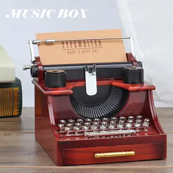 Klasiskās mūzikas kaste rakstāmmašīnu modeli, antikvariāts metāla mūzikas kaste kāzas, dzimšanas dienas dāvana rotaļu apdares music box