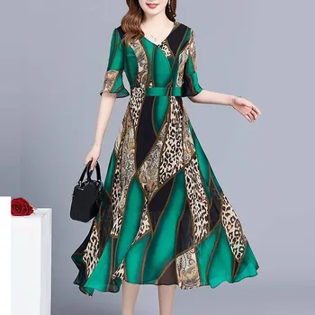 Kleita Sieviešu Apģērbu Appliques sieviete kleita Sievietes Kleitu Poliestera šķiedras Leopard Print kleita sievietēm vasarā Sieviešu kleita