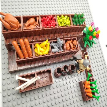 KM Viduslaiku Celtniecības Bloki Pilsētas Minifigures Pārtikas Augļi Burkānu Maize Skatuves Galda Rotaļlietas Bērniem