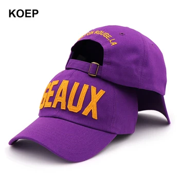 KOEP 2019 Jaunu Kokvilnas Beisbola cepure Izšuvumi GEAUX Vēstuli Snapback Cepures Aprīkots Kaulu Casquette Cepure Vīriešiem Pasūtījuma Cepures