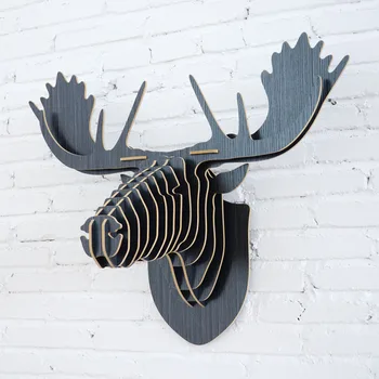 Koka ALNIS Dizains Mēbeles Radošas Koka Dzīvnieku Galvas 3D Sienas Karājas Griešanai Mājas Dekori Tēma Restorāns WDM002M