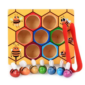 Koka Atspiedies Educatinal Rotaļlietas Bērniem, Montessori Agrīnās Izglītības Toreiz Spēle Bērnības Krāsu Izziņas Klipu Smieklīgi Jigsaw Rotaļlietas