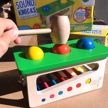Koka Beats Skaņas Hit Bumbiņas Montessori Izglītības Rotaļlietas Bērniem Puzzle Bērnu Montessori Materiāla Ping Pong Saliekot Kāmis