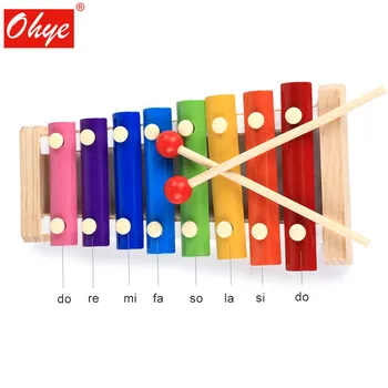Koka bērnu izglītojošās rotaļlietas oktāvu skala sitamie xylophone mūzikas instrumentu pirmsskolas izglītības