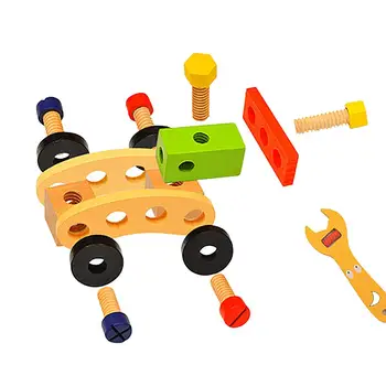 Koka Instrumentu DIY Celtniecības Instrumentu, Koka Instrumentu Kaste Simulācijas Apkopes Komplekti Agrīnās Izglītības Rotaļlietas Zēns Puzzle Rotaļlietas