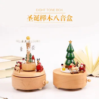 Koka karuselis music box Ziemassvētku koku formas, amatnieku, bērnu rotaļlietas retro Ziemassvētku un dzimšanas dienas dāvana, Vintage Aksesuāri, rotaļlietas