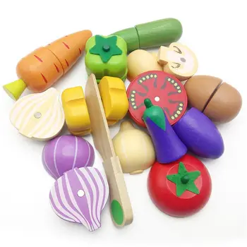 Koka Klasiskās Spēles, Simulācijas Virtuves Sērijas Rotaļlietas Griešana Augļu, Dārzeņu Komplekts Rotaļlietas Montessori Agrīnās Izglītības Dāvanas