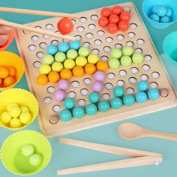 Koka Krelles Spēle Montessori Izglītības Agri Mācīties Bērniem Klipu Ball Puzzle Pirmsskolas Zīdainis, Rotaļlietas Bērniem, Bērnu Dāvanas