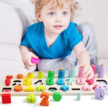 Koka Montessori Materiāli, Rotaļlietas, Mācību, Lai Saskaitītu Skaitļus Matching Digitālo Formu Mača Sākumā Izglītības Mācību Līdzekļi Matemātikas Rotaļlietas