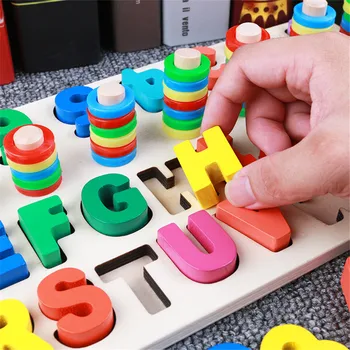 Koka Montessori Rotaļlietas Skaits Ģeometriskas Formas Izziņas Spēles Bērnu Agrīnās Izglītības Mācību līdzekļi Matemātikas Rotaļlietas Bērniem Pirmsskolas vecumā
