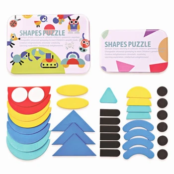 Koka Puzzle Dzīvniekiem Jigsaw Puzzle Mācību Rotaļlietas, Šķirošanas un Kraušanas Spēles Montessori Izglītības Rotaļlietas Mazuļiem