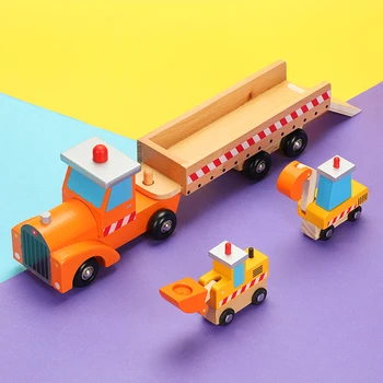 Koka Rotaļlietu Projektēšana Transportlīdzekļa Big Truck Izziņas Dzīvnieku Koka Lējumiem Automašīnas Modeli, Bīdāmās Izglītības Rotaļu Automašīnas Bērnu Dāvanas