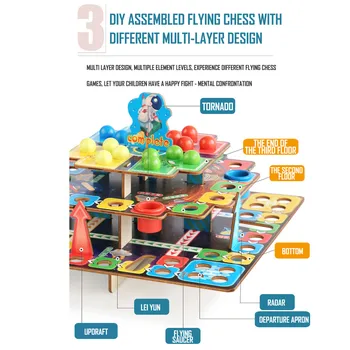 Koka rotaļlietu radošo DIY samontēti spēle chess trīsdimensiju peld šaha izglītības rotaļlieta DIY samontēti spēle chess F4*
