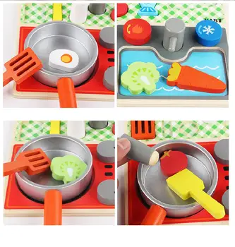 Koka Spēlēt Māja Virtuves Rotaļlietas Izlikties, Spēlēt Saldējums Augļu Grilu Komplekts Mini Pārtikas Izglītību Bērniem Rotaļlietas Pirmsskolas Vecuma Bērniem Dāvanas