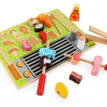 Koka Spēlēt Māja Virtuves Rotaļlietas Izlikties, Spēlēt Saldējums Augļu Grilu Komplekts Mini Pārtikas Izglītību Bērniem Rotaļlietas Pirmsskolas Vecuma Bērniem Dāvanas