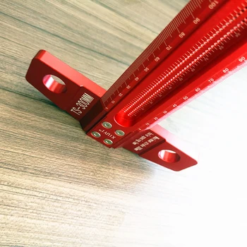 Koka T-veida Scribing Valdnieks 60-600mm Daudzfunkciju Red Alumīnija sakausējuma Līniju Zīmēšanas Marķējums DIY Mērinstrumenti kokapstrādes instrumentus.