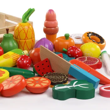 Koka Virtuves Rotaļlietas Izlikties, Spēlēt Bērniem Virtuves Komplekts Griešana, Magnētiskās Augļu, Dārzeņu Miniatūras Pārtikas Meitenēm Rotaļlietas Izglītojošās Rotaļlietas