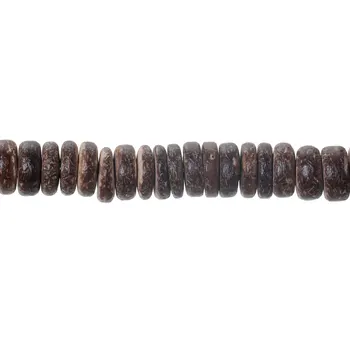 Kokosriekstu Čaulas Distances Pērlītes Plakani Apaļas Kafiju Par 10 mm Dia,Caurums Aptuveni 1mm,41cm,3 Dzīslas(Par 112 Gab./Daļa)