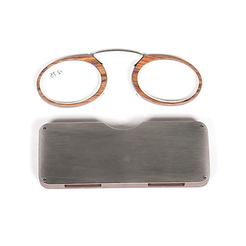 Koksnes Graudu Mini Kabatas Lasīšanas Brilles bez Ieroču Deguna Klipsi Portatīvo Presbyopic Glāzes par Sievietēm, Vīriešiem Ultra Light Brilles