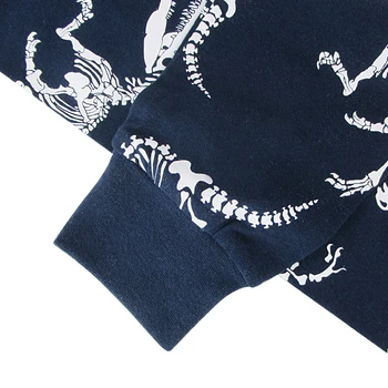 Kokvilnas pidžamas Zēniem Bērniem Dinozauru Sleepwear Komplekts Bērniem, Multiplikācijas filmu Ziemā Silts Homewear Toddler 2 -10 Gadiem Top+Bikses Drēbes