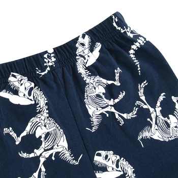 Kokvilnas pidžamas Zēniem Bērniem Dinozauru Sleepwear Komplekts Bērniem, Multiplikācijas filmu Ziemā Silts Homewear Toddler 2 -10 Gadiem Top+Bikses Drēbes