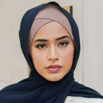 Kokvilnas pilnībā segtu iekšējo hijab caps musulmaņu turban cepure sievietēm islāma underscarf sunīti soild kravu indija cepures turbante mujer