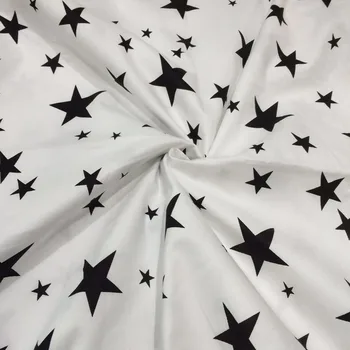 Kokvilnas sarža audums balts MELNS zvaigznes svītru audumi DIY kidscrib gultas piederumi spilveni handwork quilting audu tekstila tela