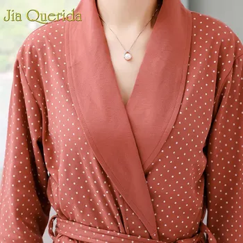 Kokvilnas Sieviešu Drēbes Pavasara Jaunu Batas Mujer De Plus Lieluma Sieviešu Kimono Kokvilnas Peldmētelis Mātes Dāvanu Zīmolu Vannas Drēbes ar garām Piedurknēm
