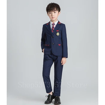 Koledža Students Skolas Uniformas Korejas Britu Stila Kora Sniegumu Classwear Bērnu Mīļākais Apģērba Komplekts Mētelis+Bikses+Kaklasaite