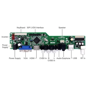 Kontrolieris Valdes Komplekts LP133WX1-TLA1 TV+HDMI+VGA+AV+USB LCD LED ekrānu Vadītāja Valdes