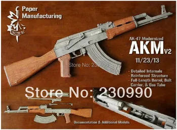 Kopējo Iekšējo Struktūru Versija AKM-v2 AK47 Uzbrukums Šautene 3D Samazināts Papīra Modeļi Ieroci Ieroču Papīra Modeļi Rotaļlietas Bērnu, Pieaugušo