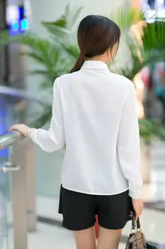 Korejas Gadījuma Dāmas Topi Ar Garām Piedurknēm Baltā Šifona Blūze Plus Lieluma Sievietēm Streetwear Krekli Pavasara 2020. Gadam Elegants Birojs Krekls