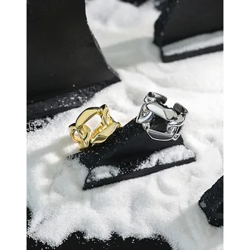 Korejas ins mazākumtautību dizains, vienkāršas platas ķēdes S925 Sudraba Gredzens sieviešu gredzens