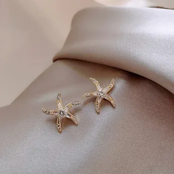 Korejas Modes Jaunu Zircon Stud Auskari Sievietēm Vintage Smalku Kristālu Starfish Paziņojumu Auskari Rotaslietas, Aksesuāri, Dāvanu