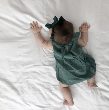 Korejas Pavasara Un Vasaras Bērnu Drēbes bez Piedurknēm Baby Romper baby meiteņu drēbes