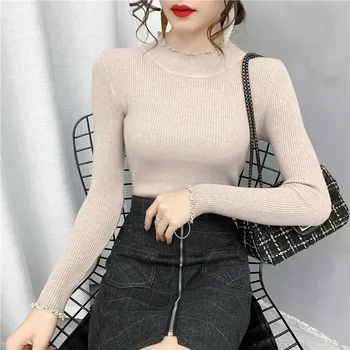 Korejiešu Stilā Jaunu Sieviešu Rudens Džemperis ar garām Piedurknēm Slim-Fit Zemāko Krekls Modes Salds O-veida kakla Cieto Džemperis Sievietēm 11494