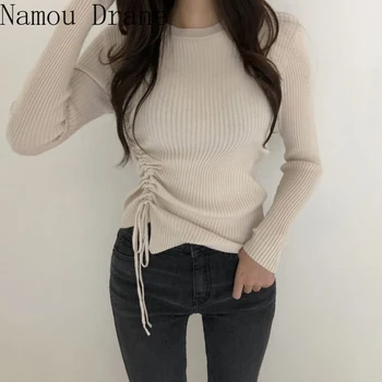 Korejiešu versiju šiks nelegālo mežģīnes-up aukliņu zemāko džemperis sieviešu rudens un ziemas jauno slim džemperis džemperis